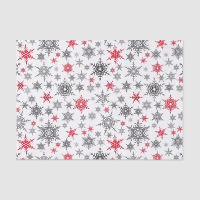 Christmas, red, white, snowflakes, winter, New yea Tissue Paper (Front)