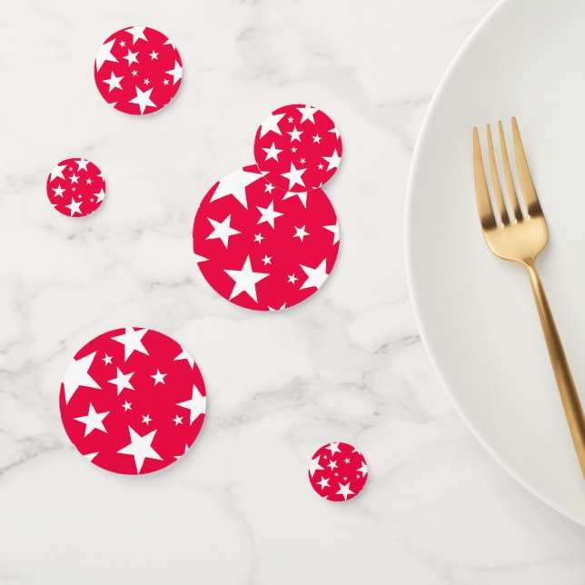 Christmas Red White Stars Elegant Template Confetti (Group)