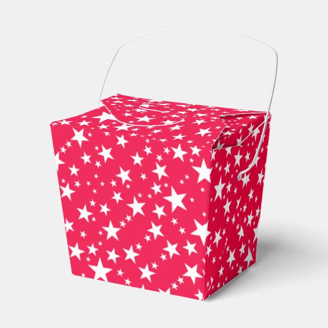 Christmas Red White Stars Elegant Template Favour Box (Front Side)
