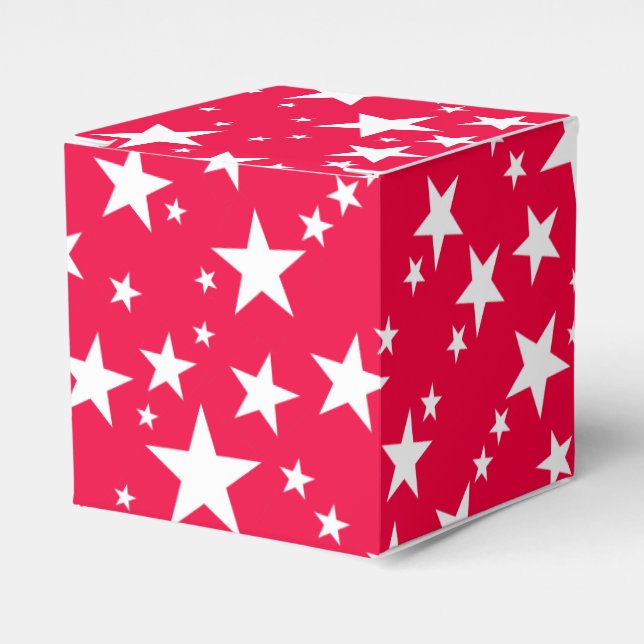 Christmas Red White Stars Elegant Template Favour Box (Front Side)
