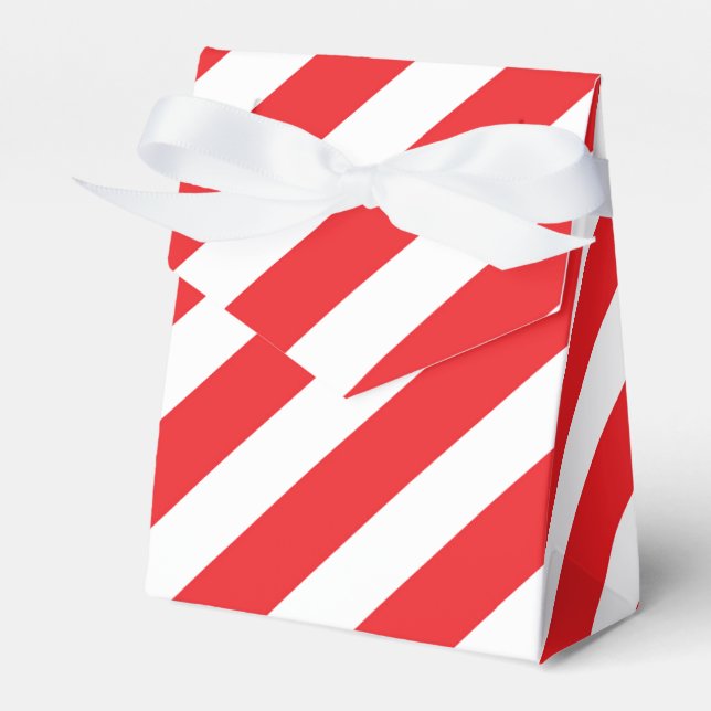 Christmas Red White Stripe Party Favour Boxes (Front Side)