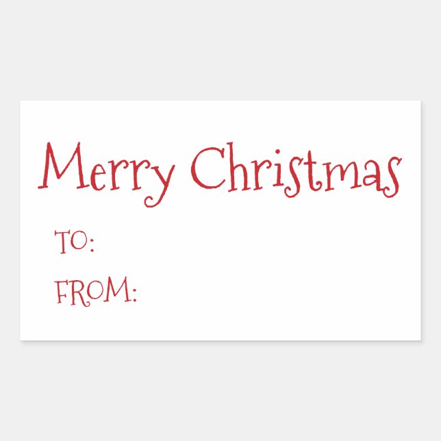 Christmas red white to from blank cute rectangular sticker (Front)