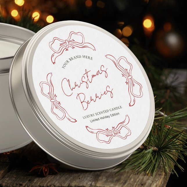 Christmas Red & White Winter Festive Product Label (Modern Christmas product label perfect for candles, diffusers, soaps, skincare and more!)