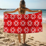 Christmas Red White Winter Holiday Knit Snowflakes Beach Towel<br><div class="desc">Christmas Red White Winter Holiday Knit Snowflakes Beach Towels features a knitted pattern of white snowflakes on a red background. Perfect for keeping warm and cosy. Designed by Evco Holidays www.zazzle.com/store/evcoholidays</div>