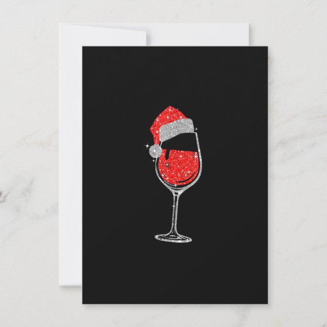 Christmas Red Wine Glass Santa Hat For Women Men F Invitation (Front)
