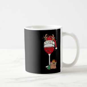 Christmas Red Wine Glass Santa Hat Reindeer Fun Xm Coffee Mug