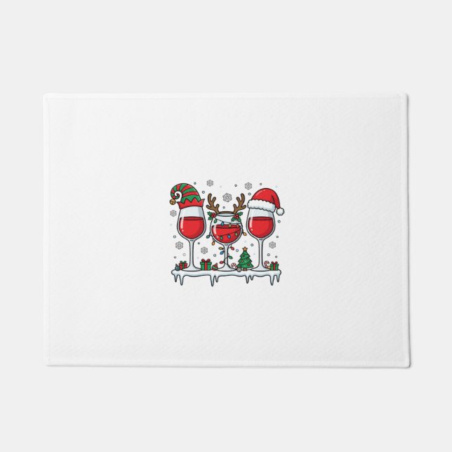 Christmas Red Wine Glasses Holiday Vector Doormat (Front)