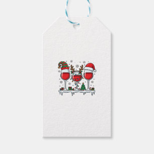 Christmas Red Wine Glasses Holiday Vector Gift Tags