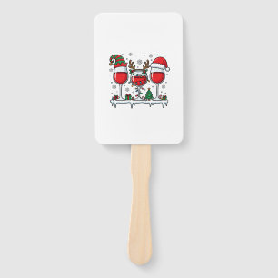 Christmas Red Wine Glasses Holiday Vector Hand Fan