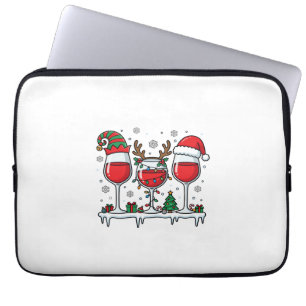 Christmas Red Wine Glasses Holiday Vector Laptop Sleeve