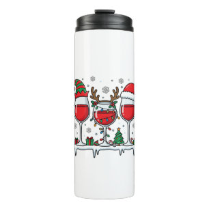 Christmas Red Wine Glasses Holiday Vector Thermal Tumbler