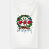 Christmas Red Wine Glasses Holly Wreath Snowman Ha