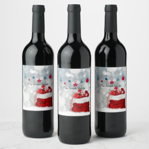 Christmas red wine label