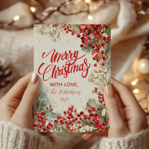 Christmas Red Winter Berries Holiday Card