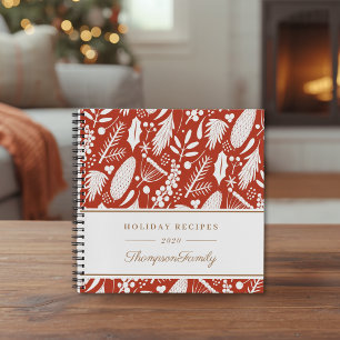 Christmas Red Winter Foliage Family Name Recipe Notebook
