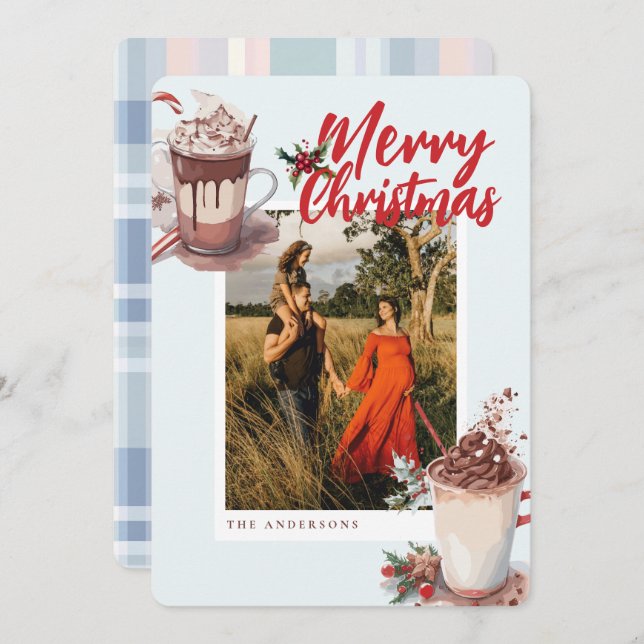 Christmas Red Winter Hot Cocoa Coffee Holiday Card (Front/Back)