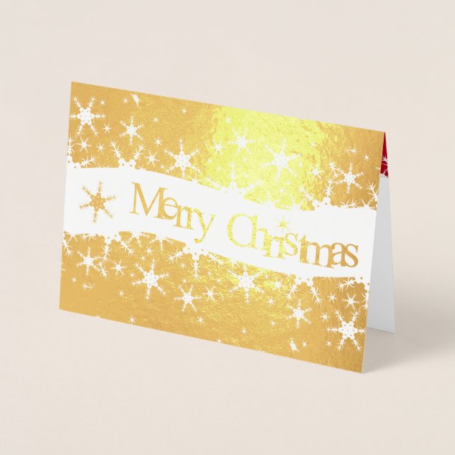 Christmas Red Winter Snowflakes Foil Card (Front)