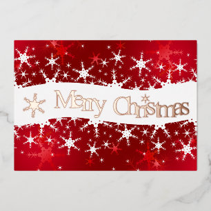 Christmas Red Winter Snowflakes Foil Holiday Card