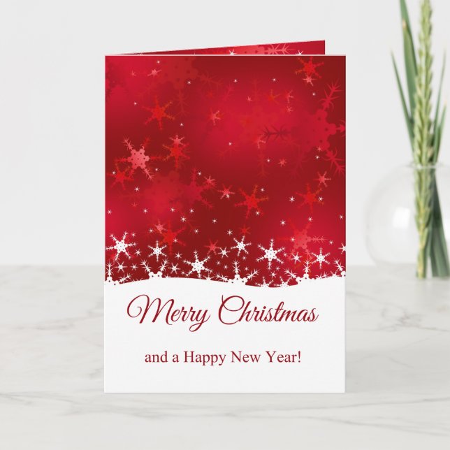 Christmas Red Winter Snowflakes Holiday Card (Front)