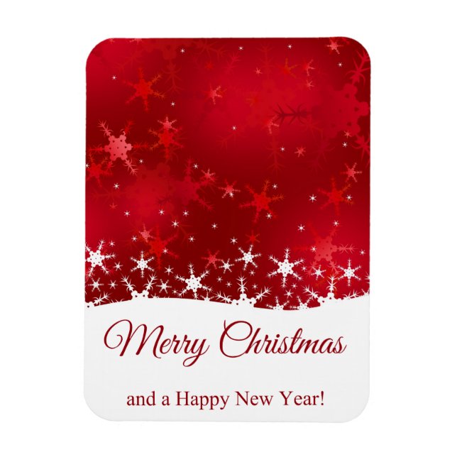 Christmas Red Winter Snowflakes Magnet (Vertical)