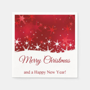 Christmas Red Winter Snowflakes Napkin
