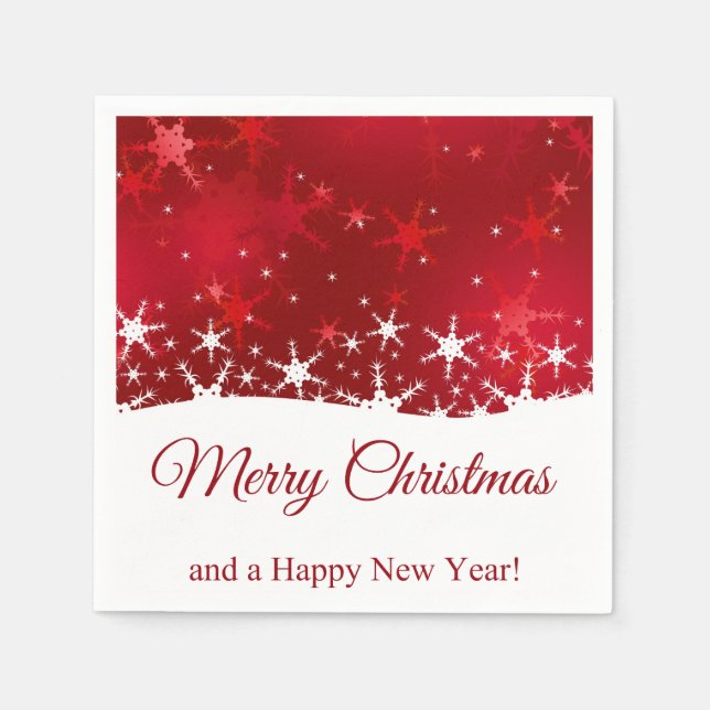 Christmas Red Winter Snowflakes Napkin (Front)