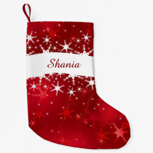 Christmas Red Winter Snowflakes Small Christmas Stocking