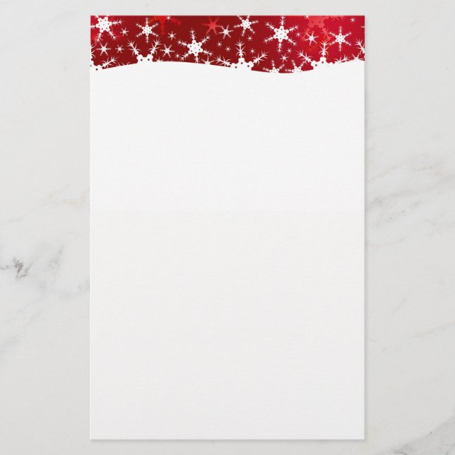 Christmas Red Winter Snowflakes Stationery (Front)