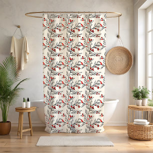 Christmas Red Winterberry Art Shower Curtain