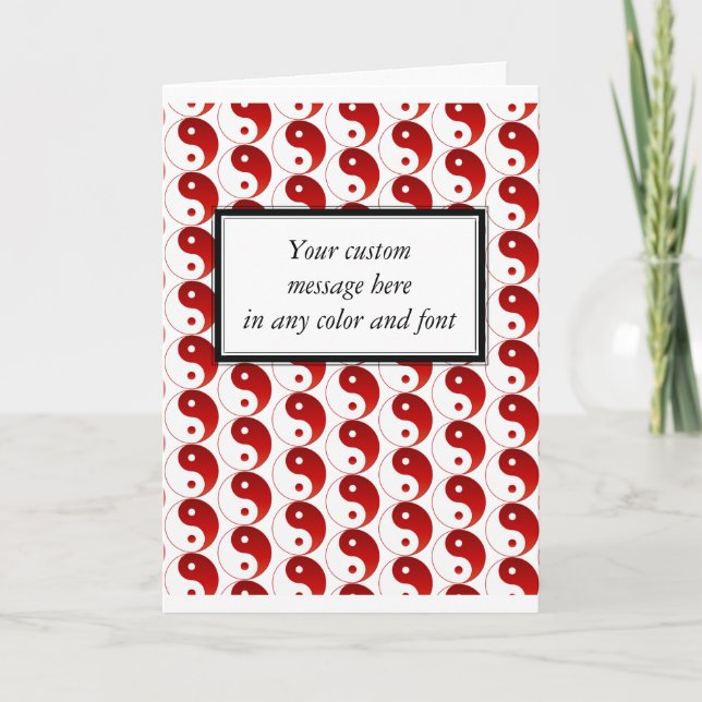 Christmas Red Yin & Yang Pattern Holiday Card (Front)