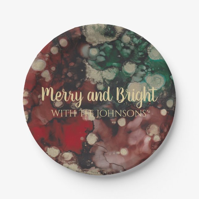 Christmas Reds and Golds Paper Plate (Front)
