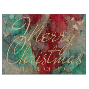 Christmas Reds Greens Golds Cutting Board