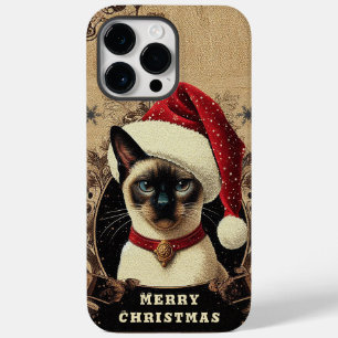 Christmas regal Siamese Cat, Xmas Santa Kitten Case-Mate iPhone 14 Pro Max Case