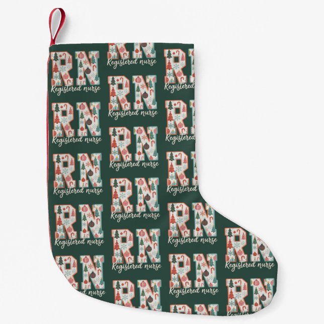Christmas Registered Nurse Crew RN Holiday Small Christmas Stocking (Front)