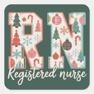 Christmas Registered Nurse Crew RN Holiday Square Sticker