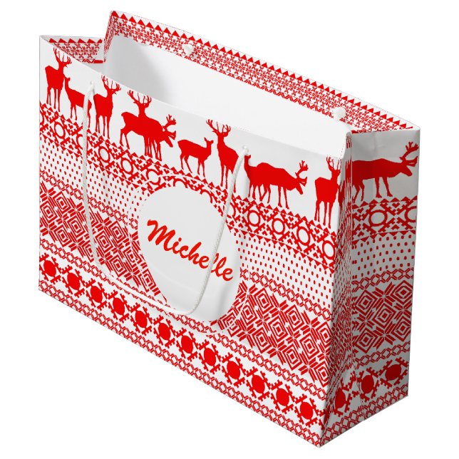 CHRISTMAS REIN DEER LAPLAND red PATTERN Gift Bag (Front Angled)
