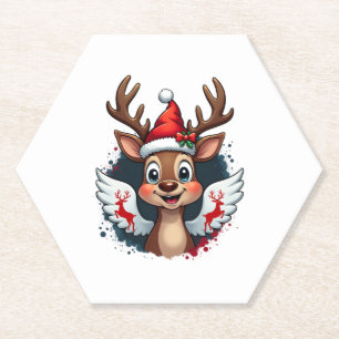 christmas Reindeer (1) Paper Coaster