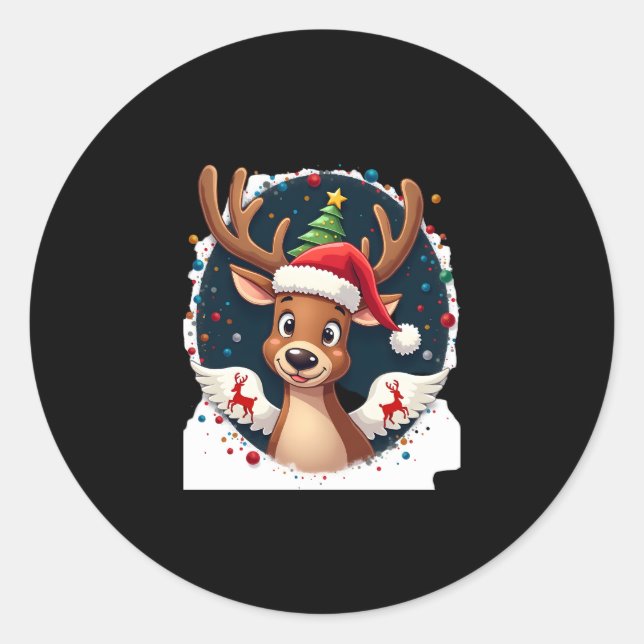 christmas Reindeer (2) Classic Round Sticker (Front)