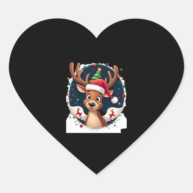 christmas Reindeer (2) Heart Sticker (Front)