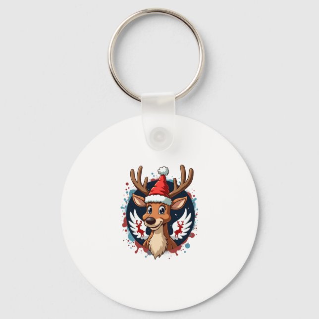 christmas Reindeer (2) Key Ring (Front)