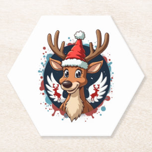 christmas Reindeer (2) Paper Coaster