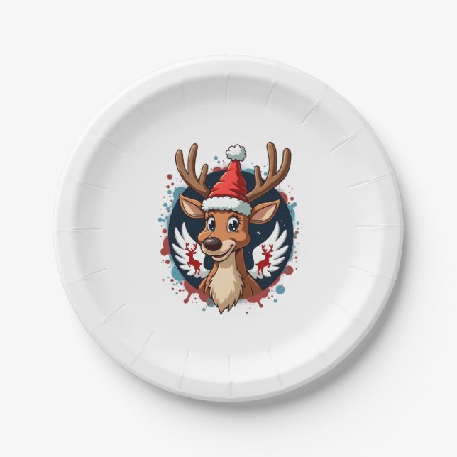 christmas Reindeer (2) Paper Plate (Front)