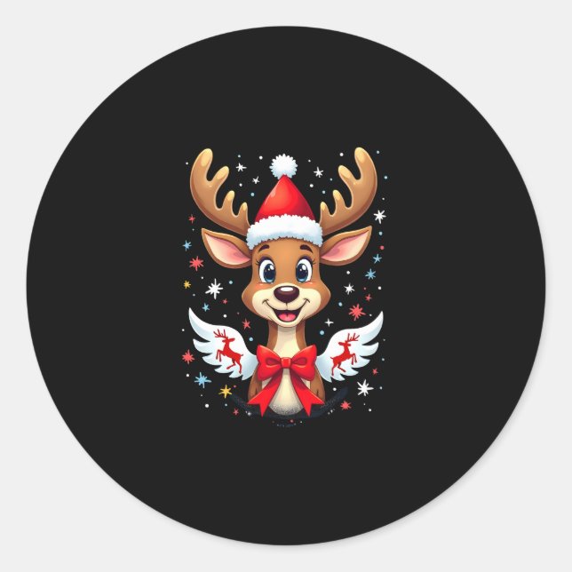 christmas Reindeer (3) Classic Round Sticker (Front)