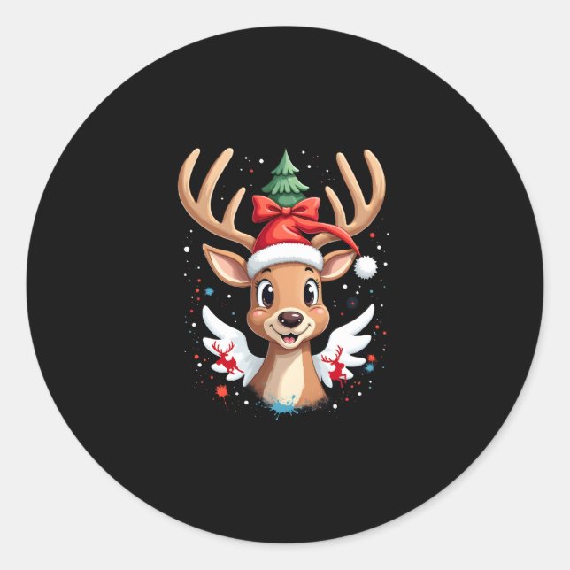 christmas Reindeer (4) Classic Round Sticker (Front)