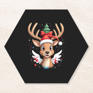 christmas Reindeer (4) Paper Coaster