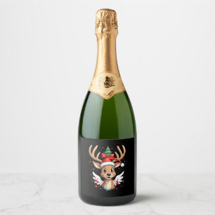 christmas Reindeer (4) Sparkling Wine Label