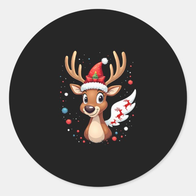 christmas Reindeer (5) Classic Round Sticker (Front)