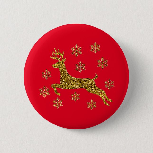 Christmas Reindeer 6 Cm Round Badge (Front)