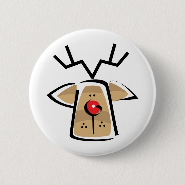 Christmas Reindeer 6 Cm Round Badge (Front)