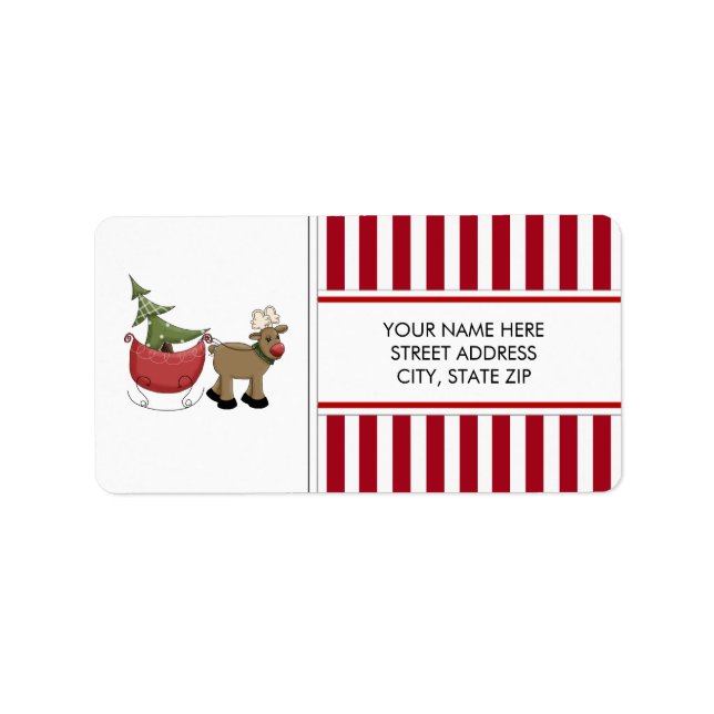 Christmas Reindeer Address Mailing Labels (Front)